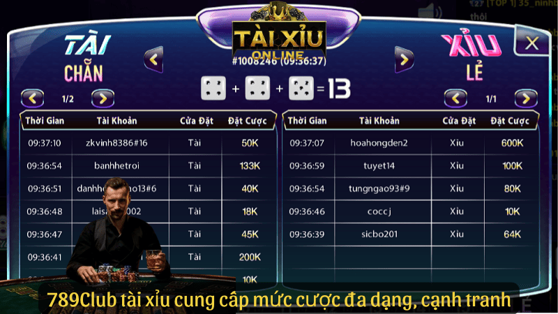 789Club tài xỉu cung cấp mức cược đa dạng, cạnh tranh
