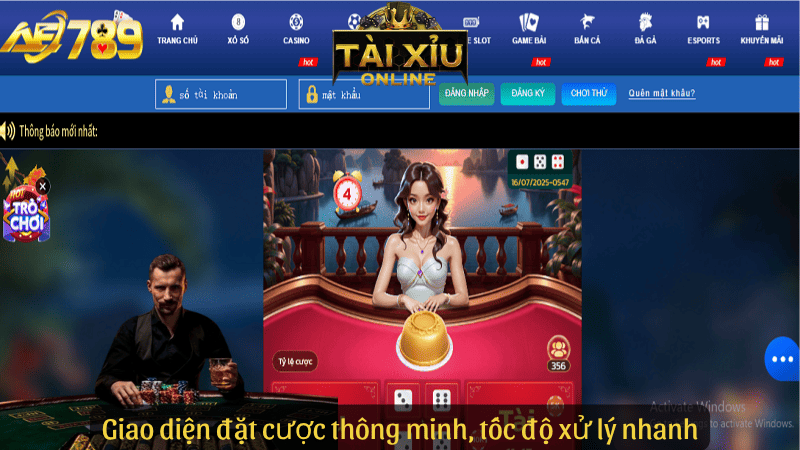 Giao diện đặt cược thông minh, tốc độ xử lý nhanh