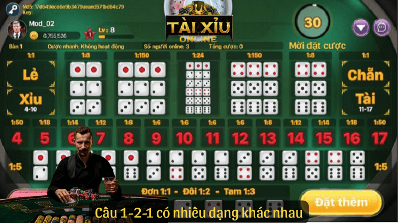 Cầu 1-2-1 tài xỉu có nhiều dạng khác nhau