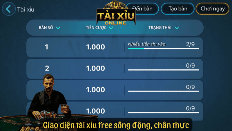 Giao diện tài xỉu free sống động, chân thực